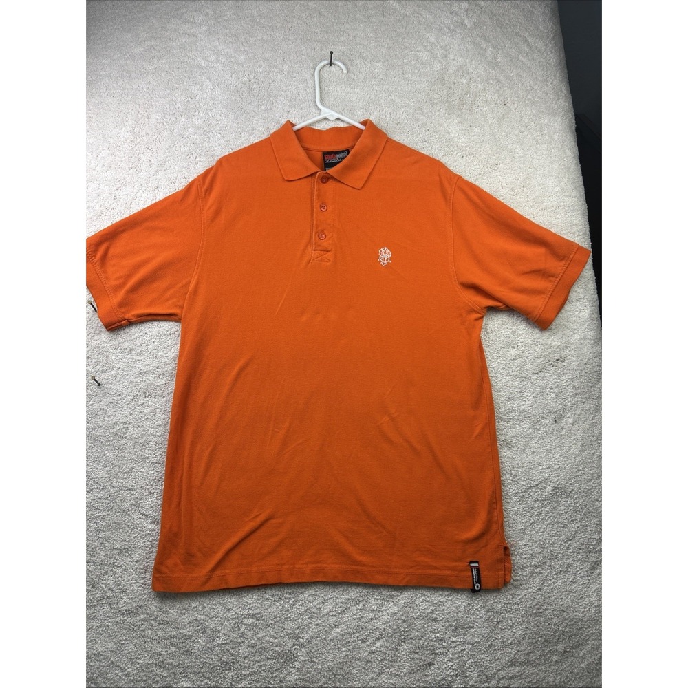Southpole Men's Polo Shirt Orange L Short Sleeve Straight Hem Pique Cotton Mesh